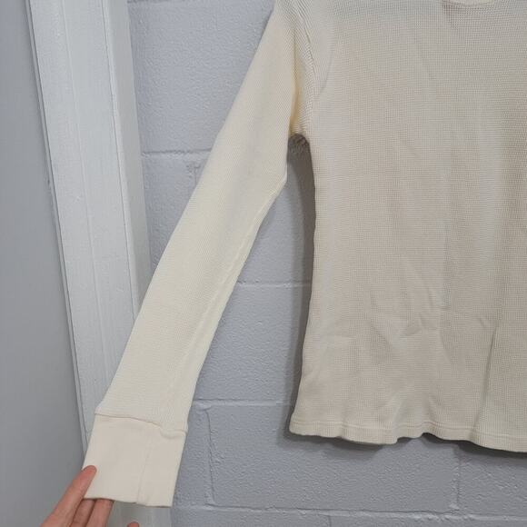 Longsleeve Thermal Tops Set of 2 VTG SunTee 2X Cotton Mustard Yellow Cream 564 - Picture 9 of 14